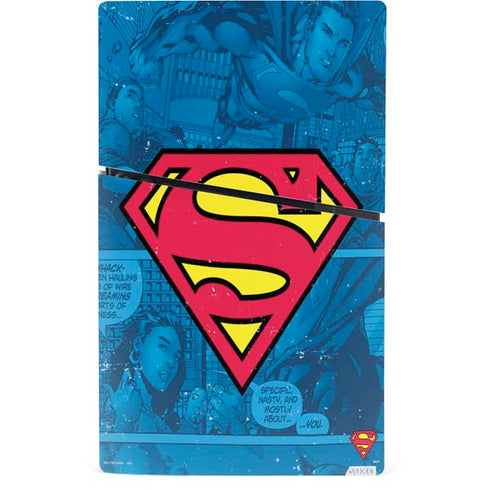 DC Comics Superman Logo Background Pattern PS5 Slim Digital Edition Console Skin